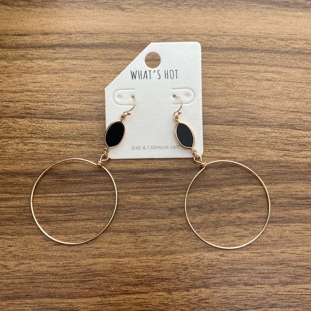 Black & Gold Dangle Earrings